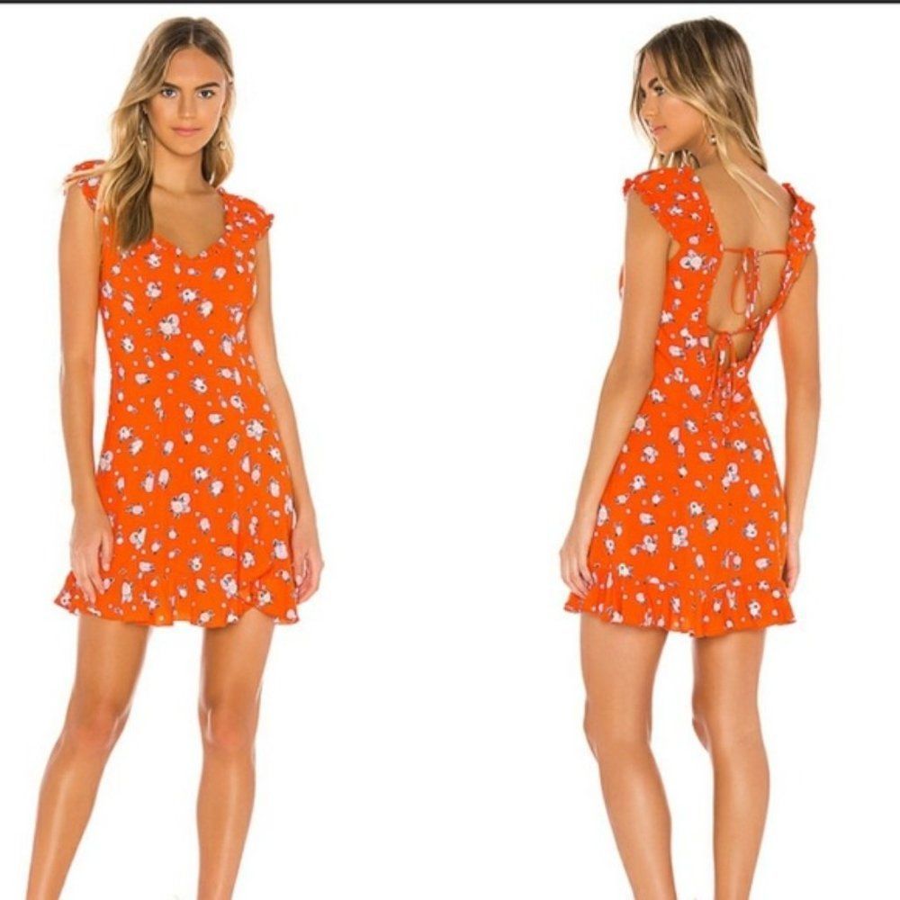 Free People Like A Lady tangerine Babydoll Dress Size S